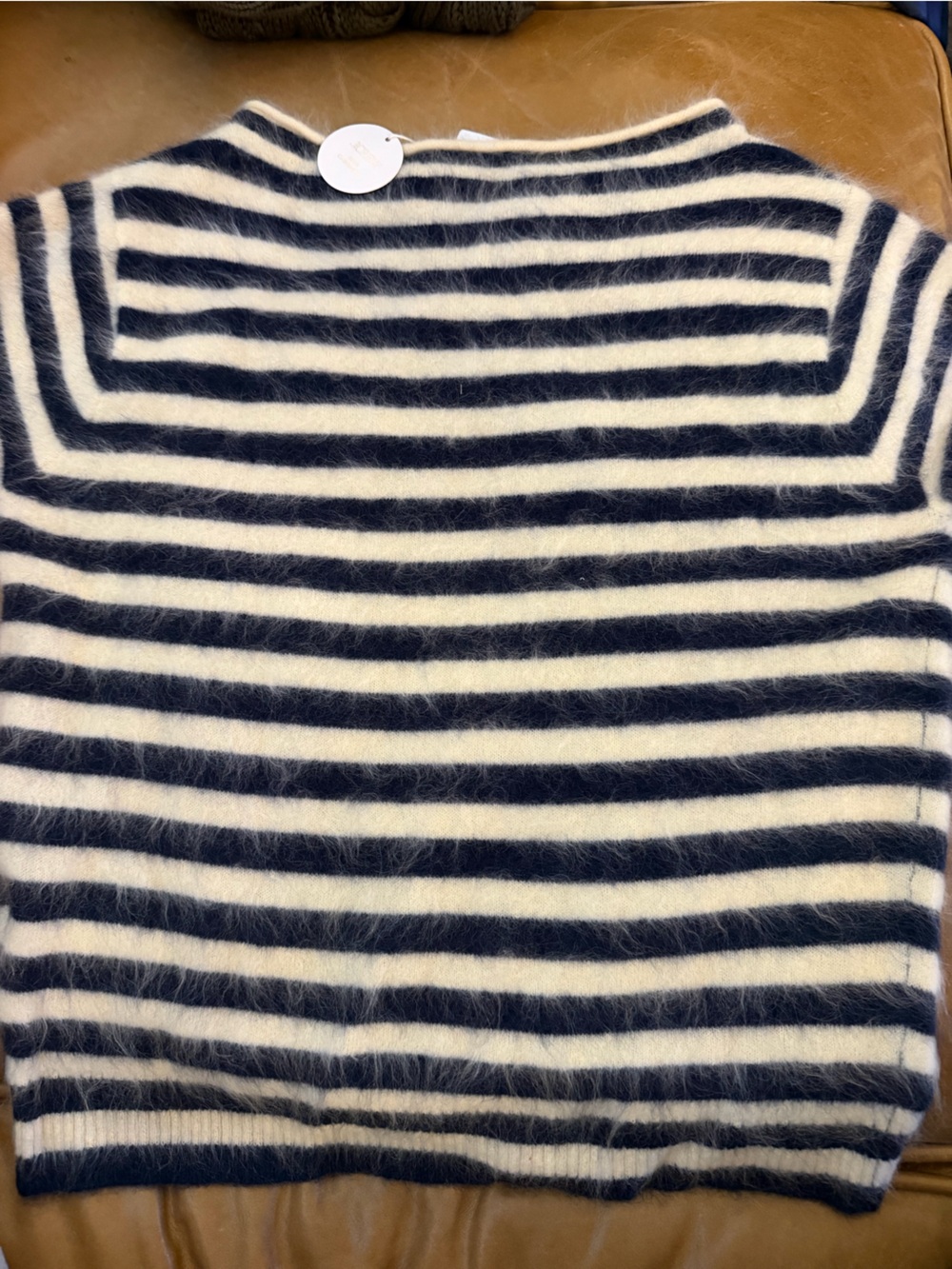 J CREW SMALL Brushed cashmere boatneck T-shirt in stripe CR239 $148 - Picture 5 of 7